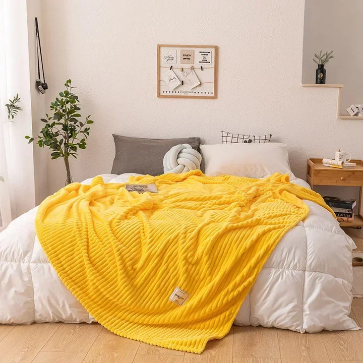 Thick Flannel Autumn Blanket - WarmHaven-Yellow-27.56 × 39.37 in-Nora Luxe