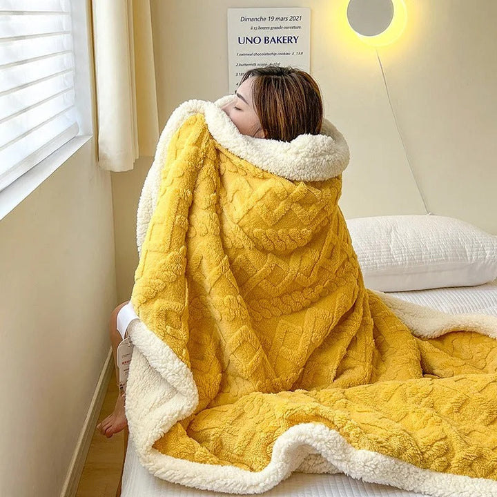 Thick Winter Lambswool Blanket - WarmWool-Dark Brown-27.56 × 39.37 in-Nora Luxe