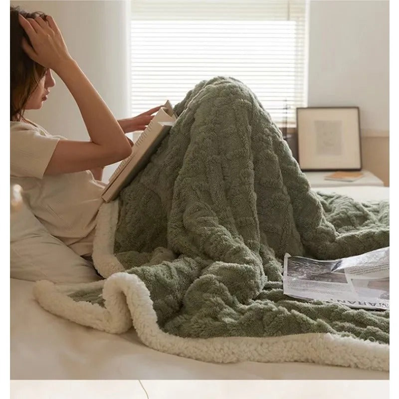 Thick Winter Lambswool Blanket - WarmWool-Dark Brown-27.56 × 39.37 in-Nora Luxe