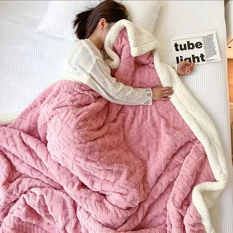 Thick Winter Lambswool Blanket - WarmWool-Dark Brown-27.56 × 39.37 in-Nora Luxe