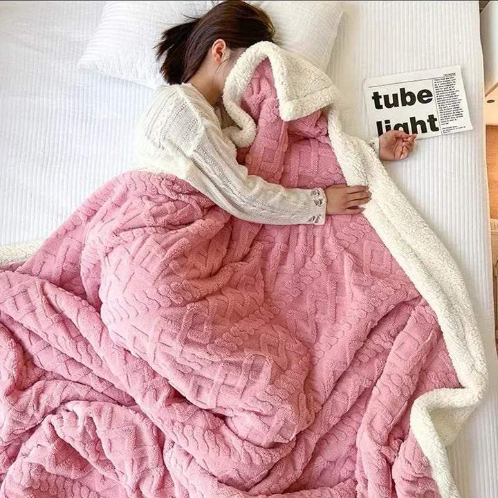 Thick Winter Lambswool Blanket - WarmWool-Dark Brown-27.56 × 39.37 in-Nora Luxe