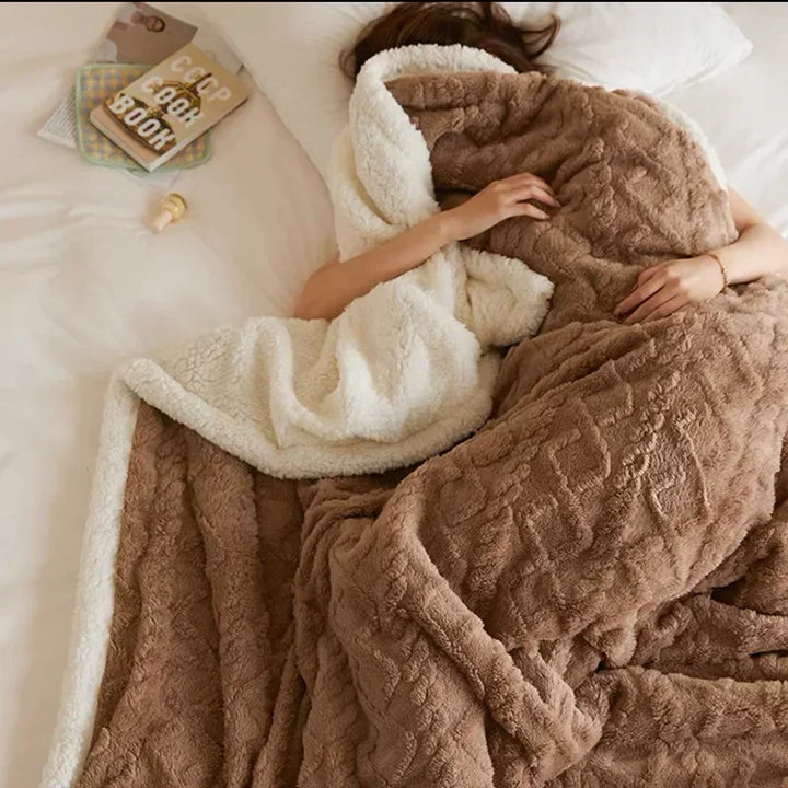 Thick Winter Lambswool Blanket - WarmWool-Dark Brown-27.56 × 39.37 in-Nora Luxe