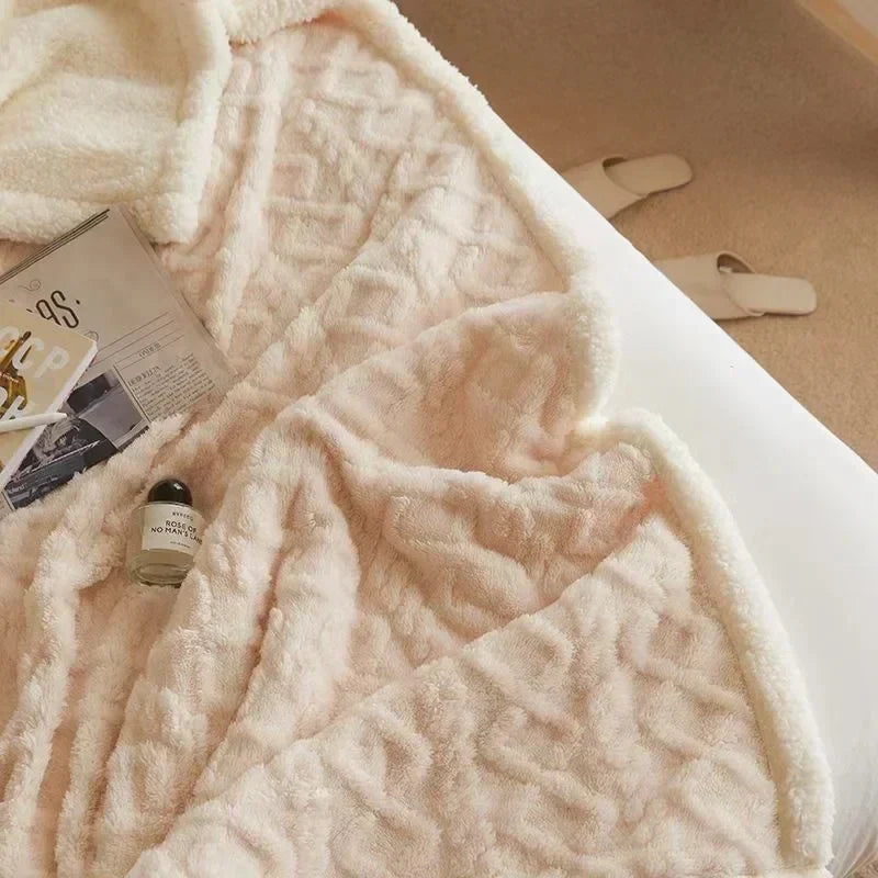 Thick Winter Lambswool Blanket - WarmWool-White-27.56 × 39.37 in-Nora Luxe