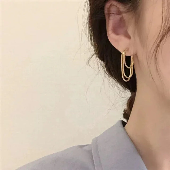 Three-Layer Chain Earrings - Aurelia-Gold-Nora Luxe