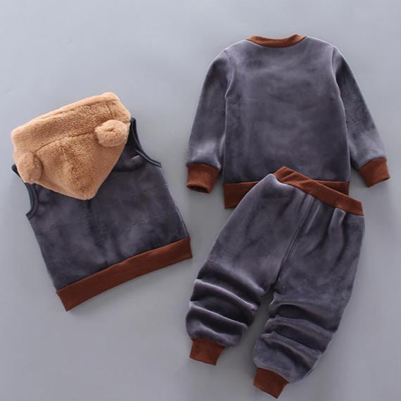 Three-Piece Baby and Toddler Set with Bear Pattern – BearHugs-Blue-6-9 Months (26.8–29.1in)-Nora Luxe
