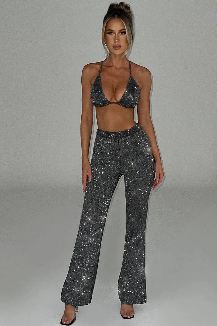Three-piece glitter set – Celestia-Dark grey-S-Nora Luxe