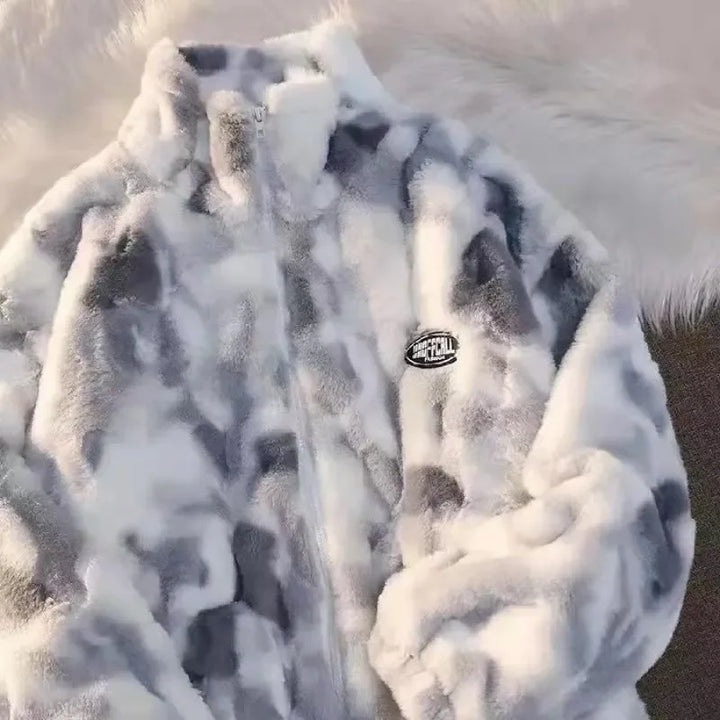 Tie-Dye Fleece Jacket for Women - Nila-Gray-XS-Nora Luxe