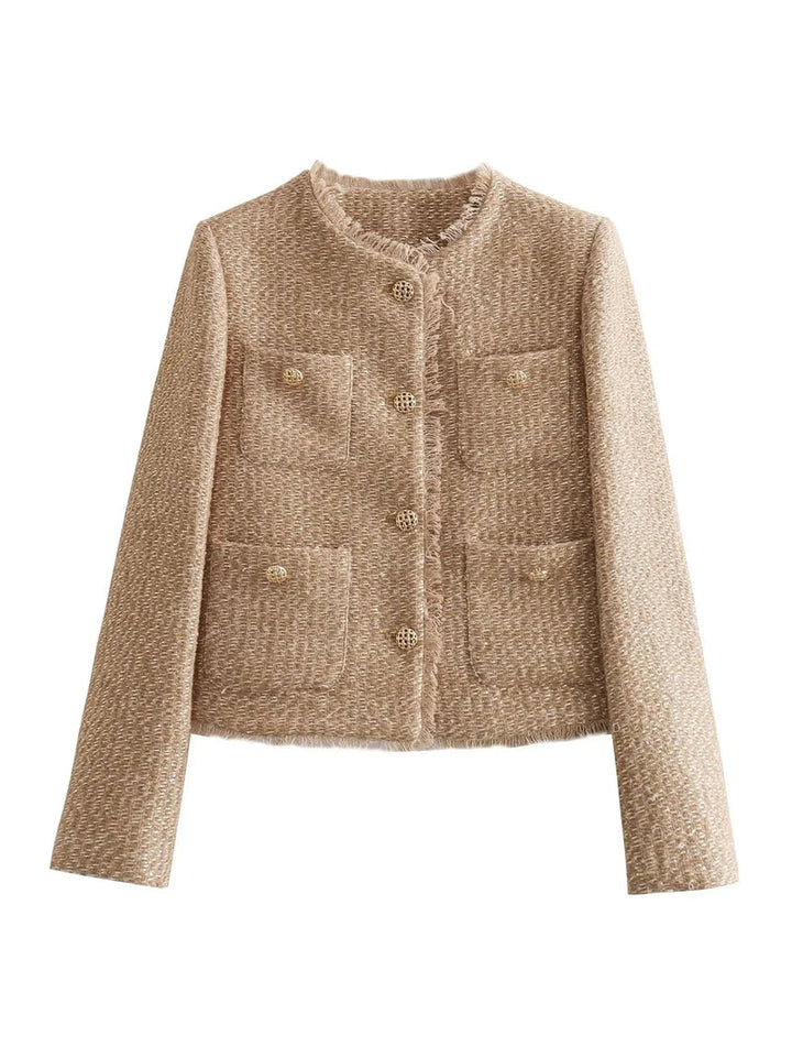 Timeless Chic Tweed Jacket with Gold Buttons - Anna-XS-Nora Luxe