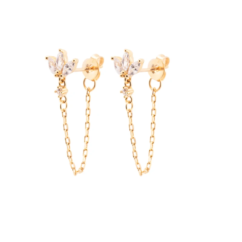 Timeless Drop Earrings - Elodie-Gold-Crown Chain Earrings-Nora Luxe
