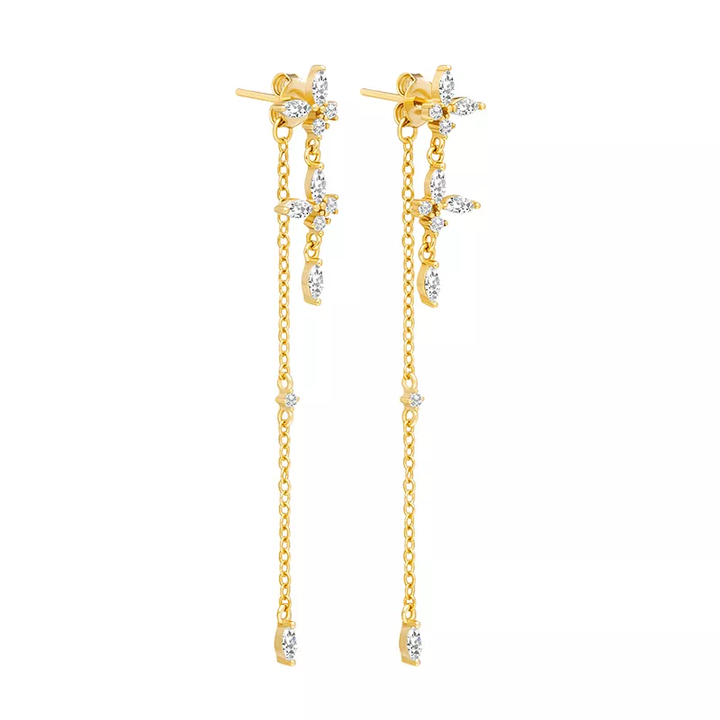 Timeless Drop Earrings - Elodie-Gold-Flower Chain Earrings-Nora Luxe