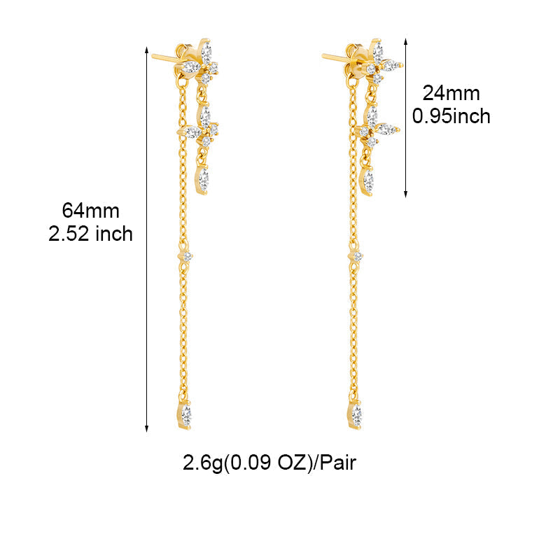 Timeless Drop Earrings - Elodie-Gold-Flower Chain Earrings-Nora Luxe