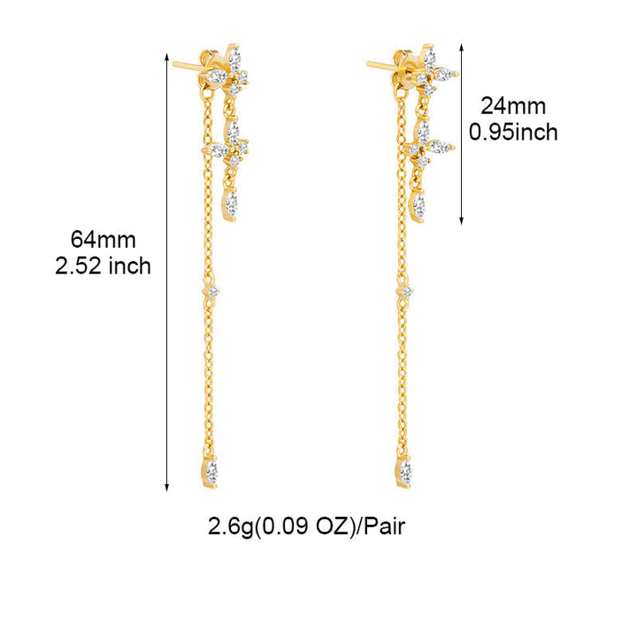 Timeless Drop Earrings - Elodie-Gold-Flower Chain Earrings-Nora Luxe