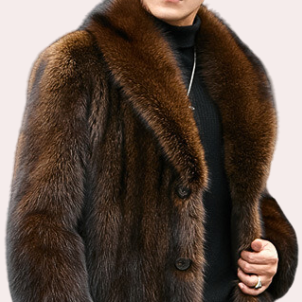 Timeless Men's Coat with Fur Look - Jules-Brown-S-Nora Luxe
