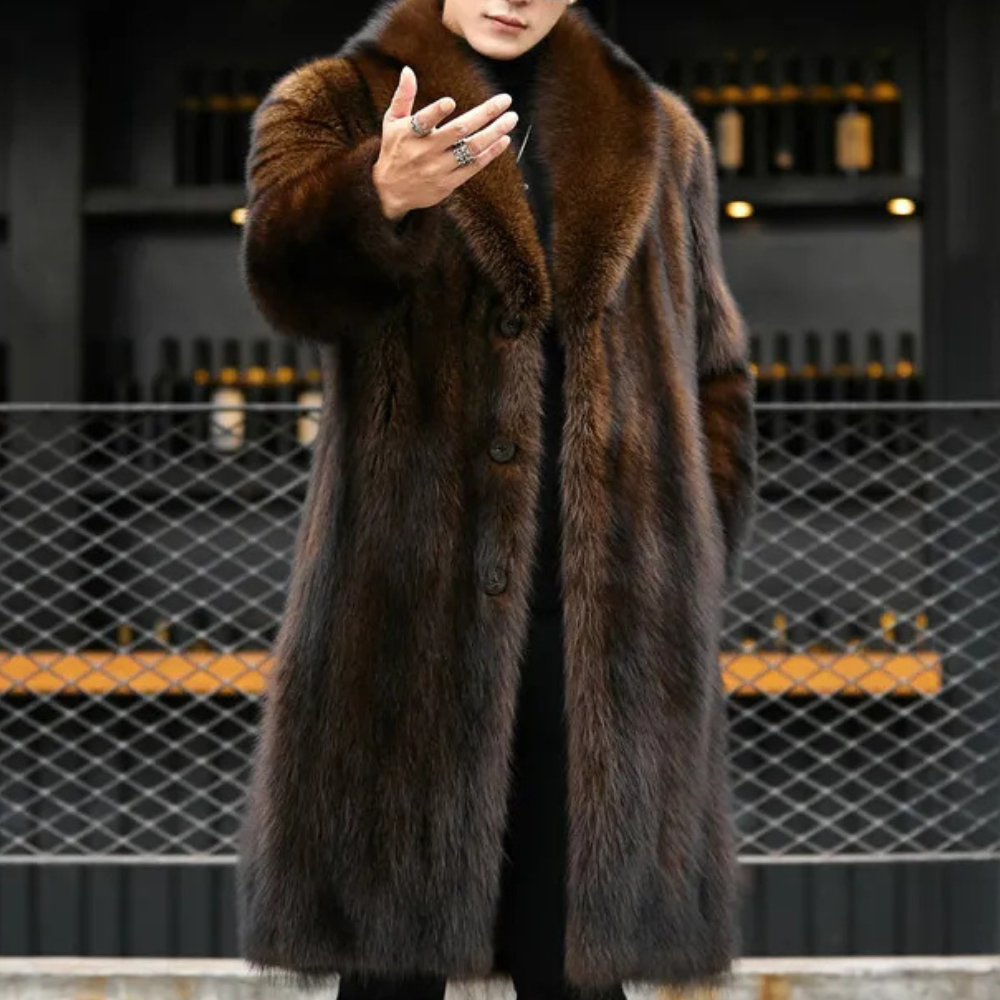 Timeless Men's Coat with Fur Look - Jules-Brown-S-Nora Luxe