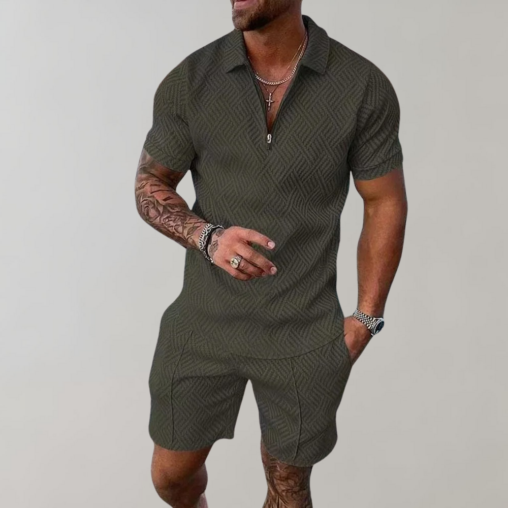 Timo - Trendy 2-Piece Set for Men-Green-S-Nora Luxe