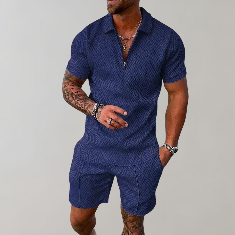 Timo - Trendy 2-Piece Set for Men-Marine blue-S-Nora Luxe