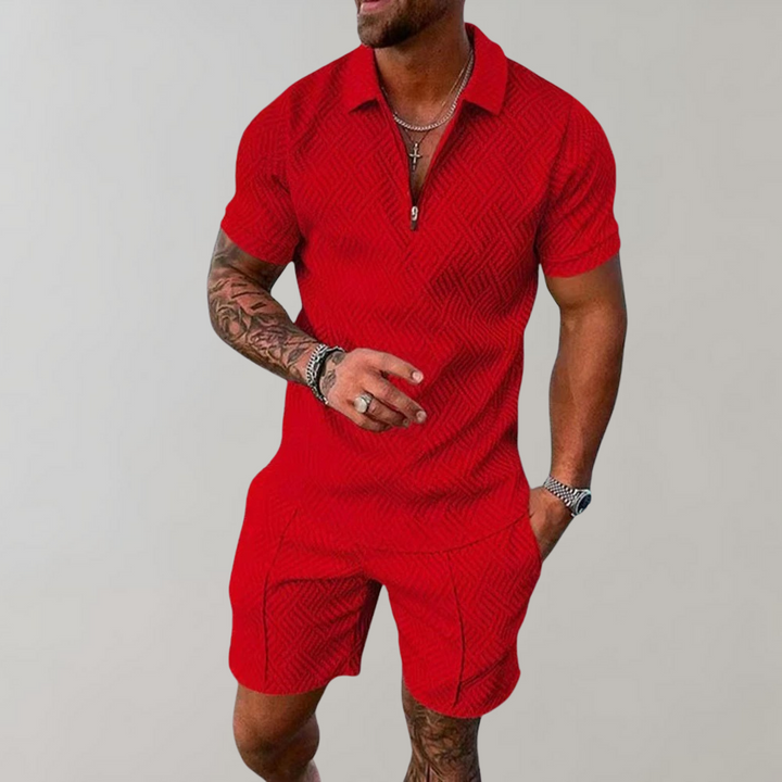 Timo - Trendy 2-Piece Set for Men-Red-S-Nora Luxe