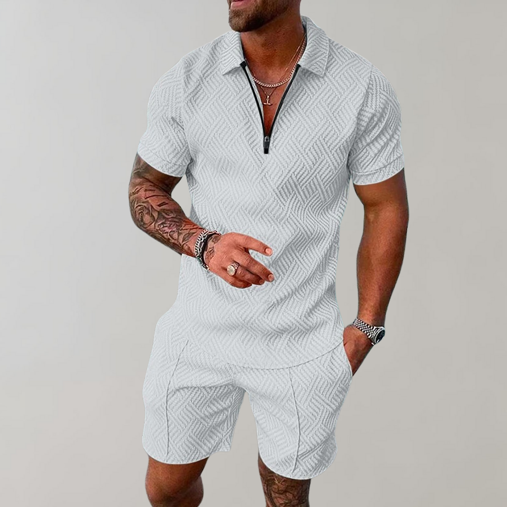 Timo - Trendy 2-Piece Set for Men-White-S-Nora Luxe