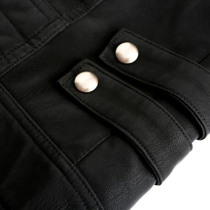 Titanium Rogue Leather Jacket - Hugh-Black-S-Nora Luxe