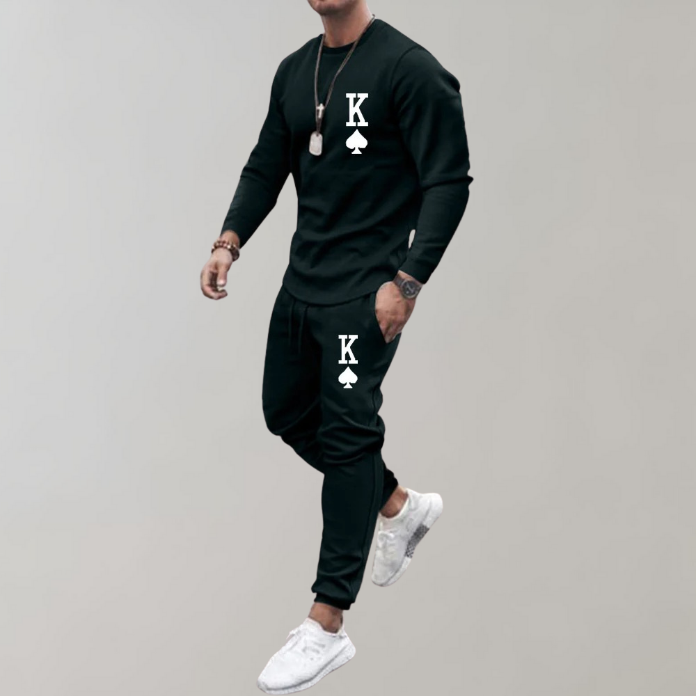 Tracksuit with Letter Print for Men - Thor-Black-S-Nora Luxe