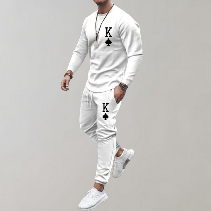 Tracksuit with Letter Print for Men - Thor-White-S-Nora Luxe