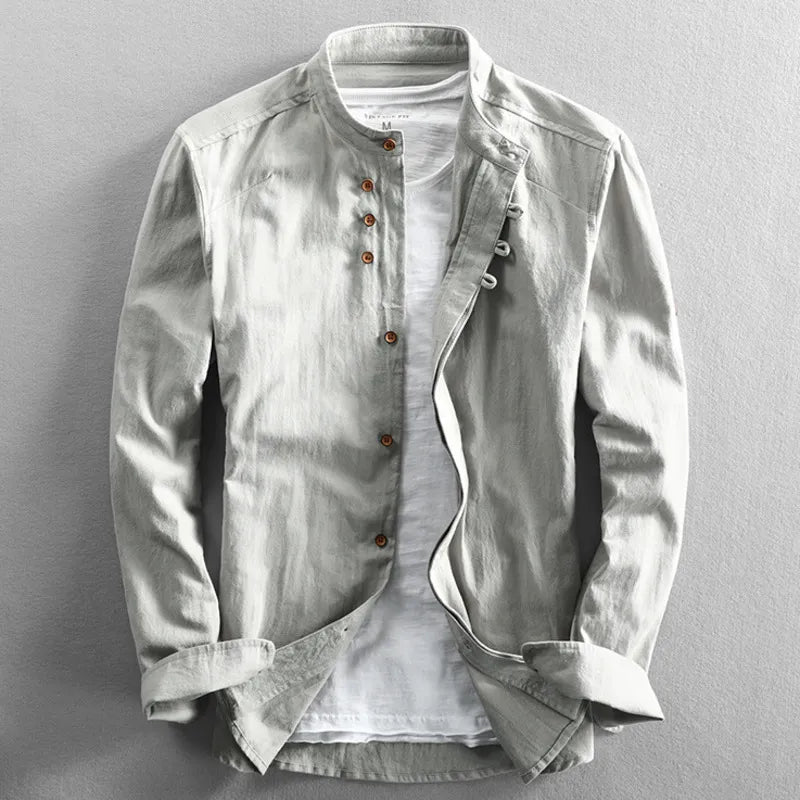 Traditional Japanese Men’s Blouse - Yuki-Charcoal-M-Nora Luxe