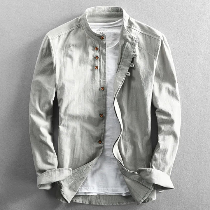 Traditional Japanese Men’s Blouse - Yuki-Charcoal-M-Nora Luxe