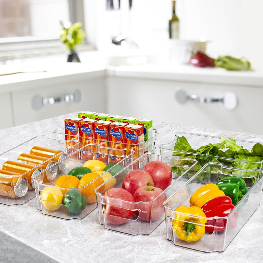 Transparent Storage Boxes for the Fridge (4 Pieces) - CoolOrganize-12.52 inches L x 16.30 inches W x 3.50 inches H-Nora Luxe