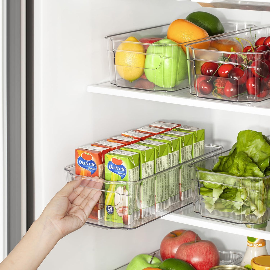 Transparent Storage Boxes for the Fridge (4 Pieces) - CoolOrganize-12.52 inches L x 16.30 inches W x 3.50 inches H-Nora Luxe