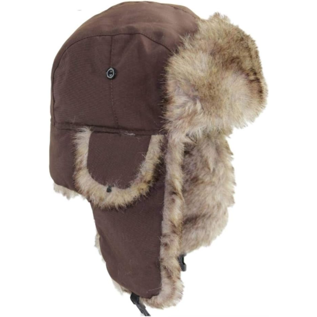 Trapper Winter Hat with Fur Lining - Sasha-Coffee-Nora Luxe