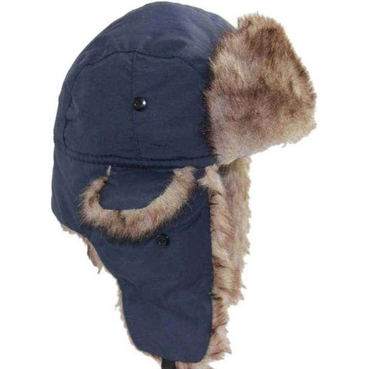Trapper Winter Hat with Fur Lining - Sasha-Marine blue-Nora Luxe