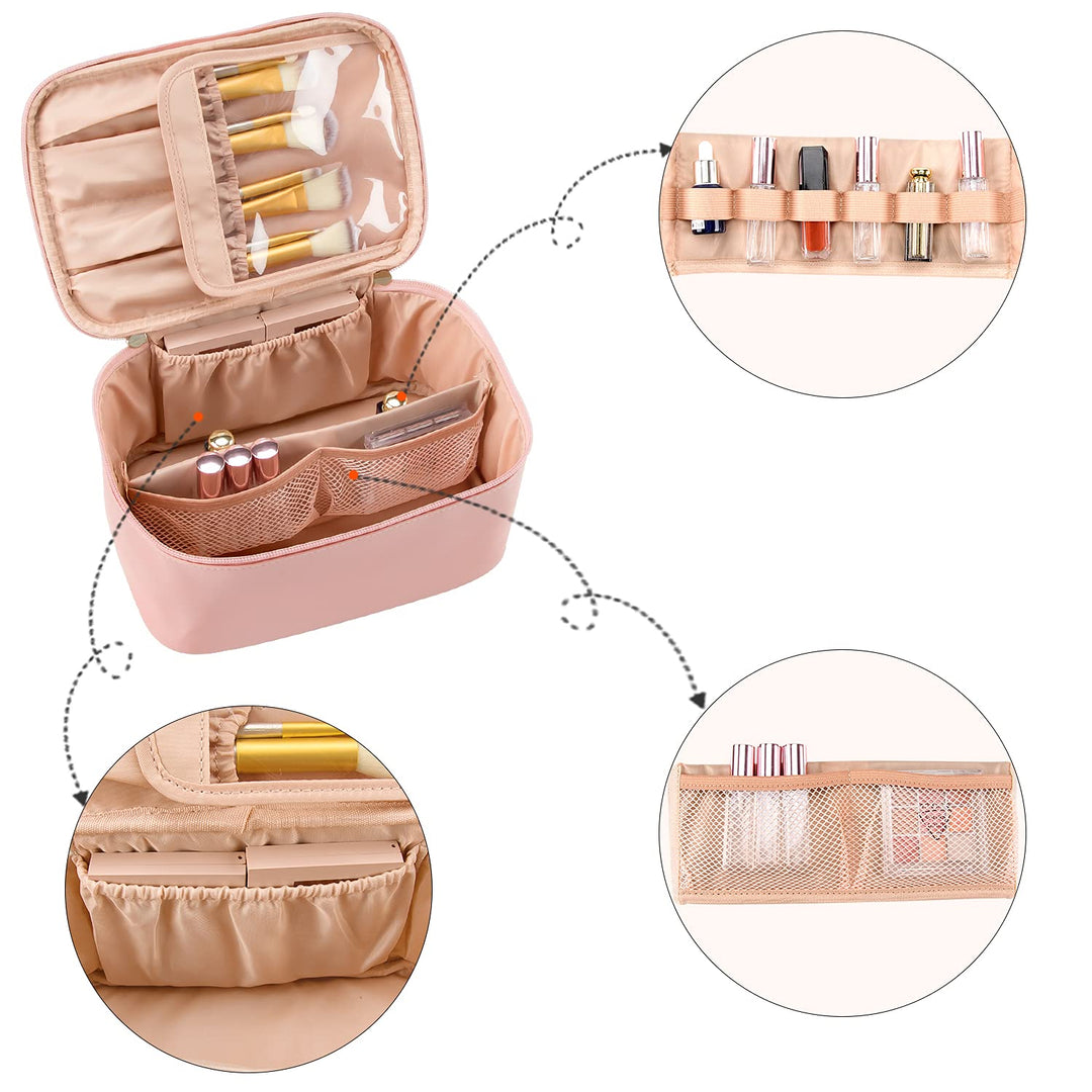 Travel-friendly Make-up Organizer with Dividers-Black-Nora Luxe