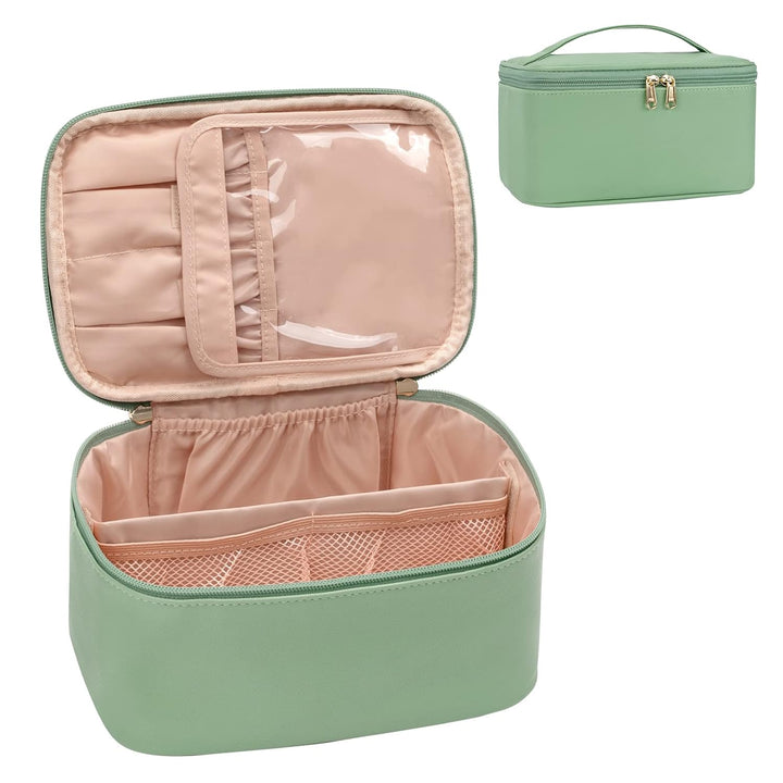 Travel-friendly Make-up Organizer with Dividers-Black-Nora Luxe
