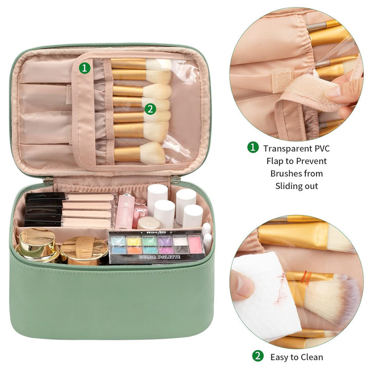 Travel-friendly Make-up Organizer with Dividers-Black-Nora Luxe
