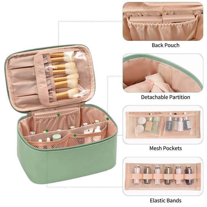 Travel-friendly Make-up Organizer with Dividers-Black-Nora Luxe