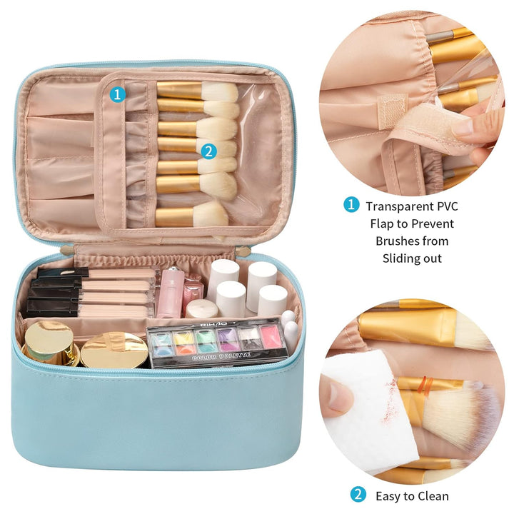 Travel-friendly Make-up Organizer with Dividers-Black-Nora Luxe
