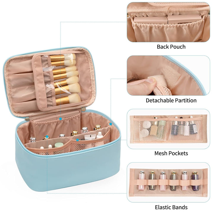 Travel-friendly Make-up Organizer with Dividers-Black-Nora Luxe