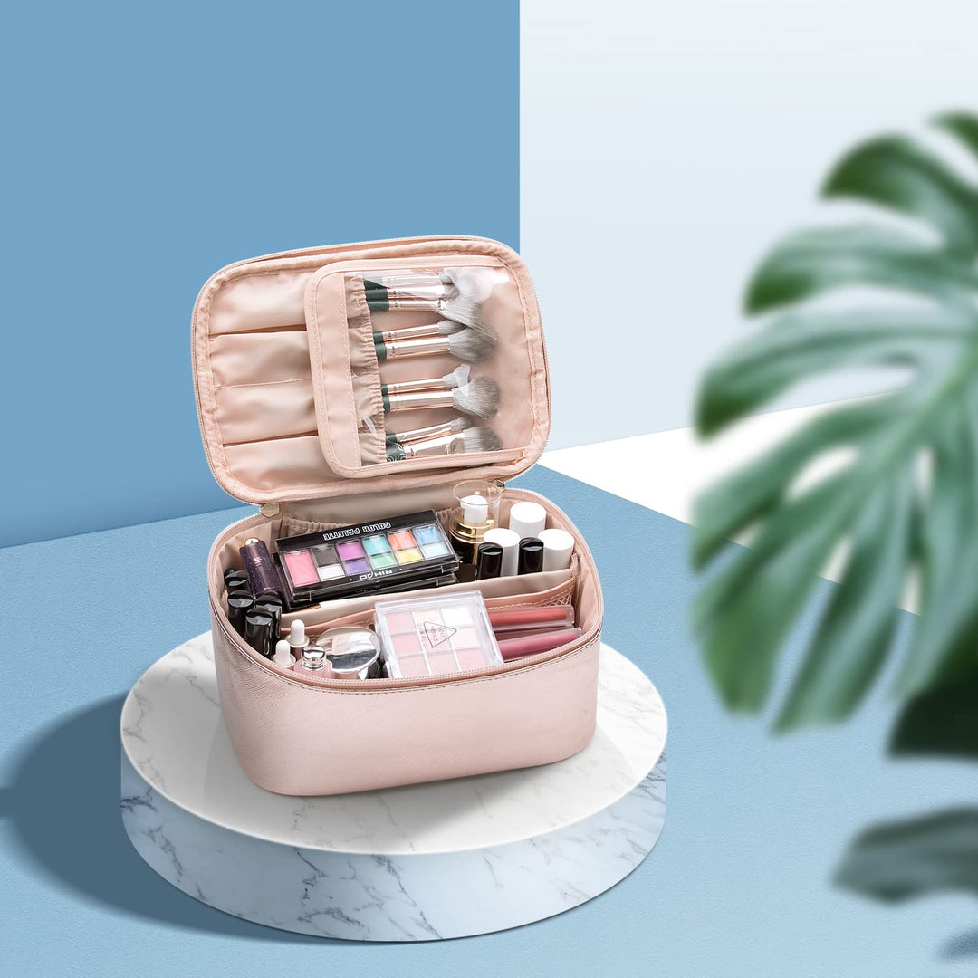 Travel-friendly Make-up Organizer with Dividers-Black-Nora Luxe