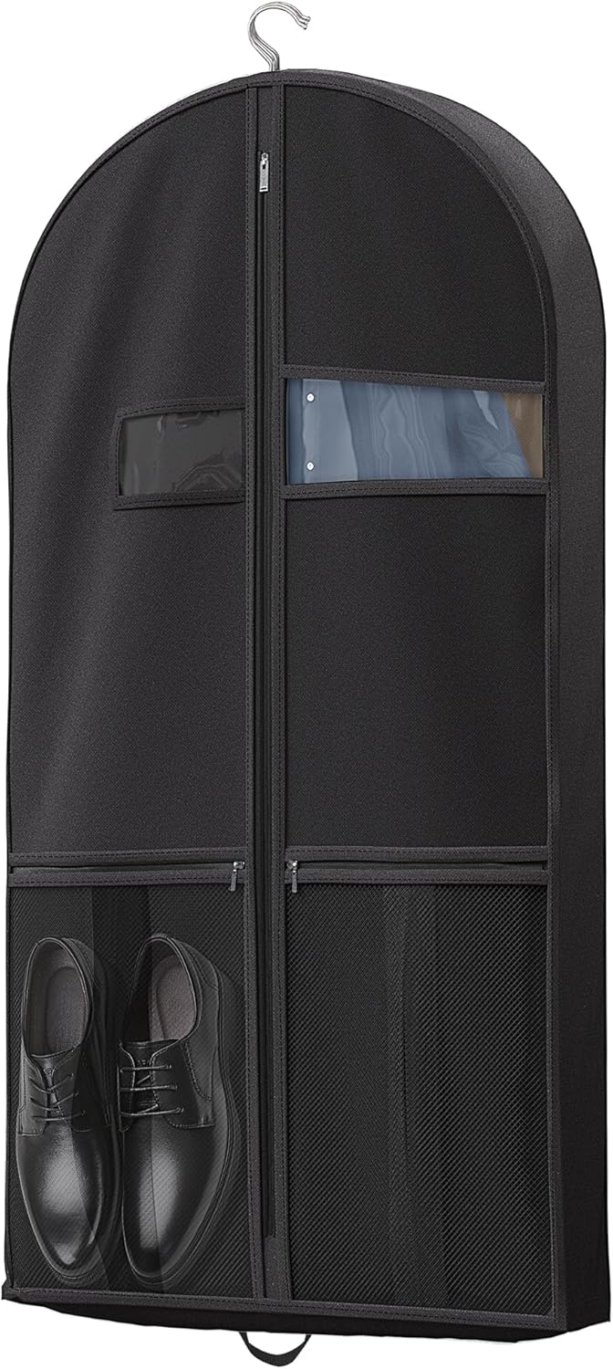 Heavy-Duty Travel Garment Bag with Clear Window & Accessory Pockets
