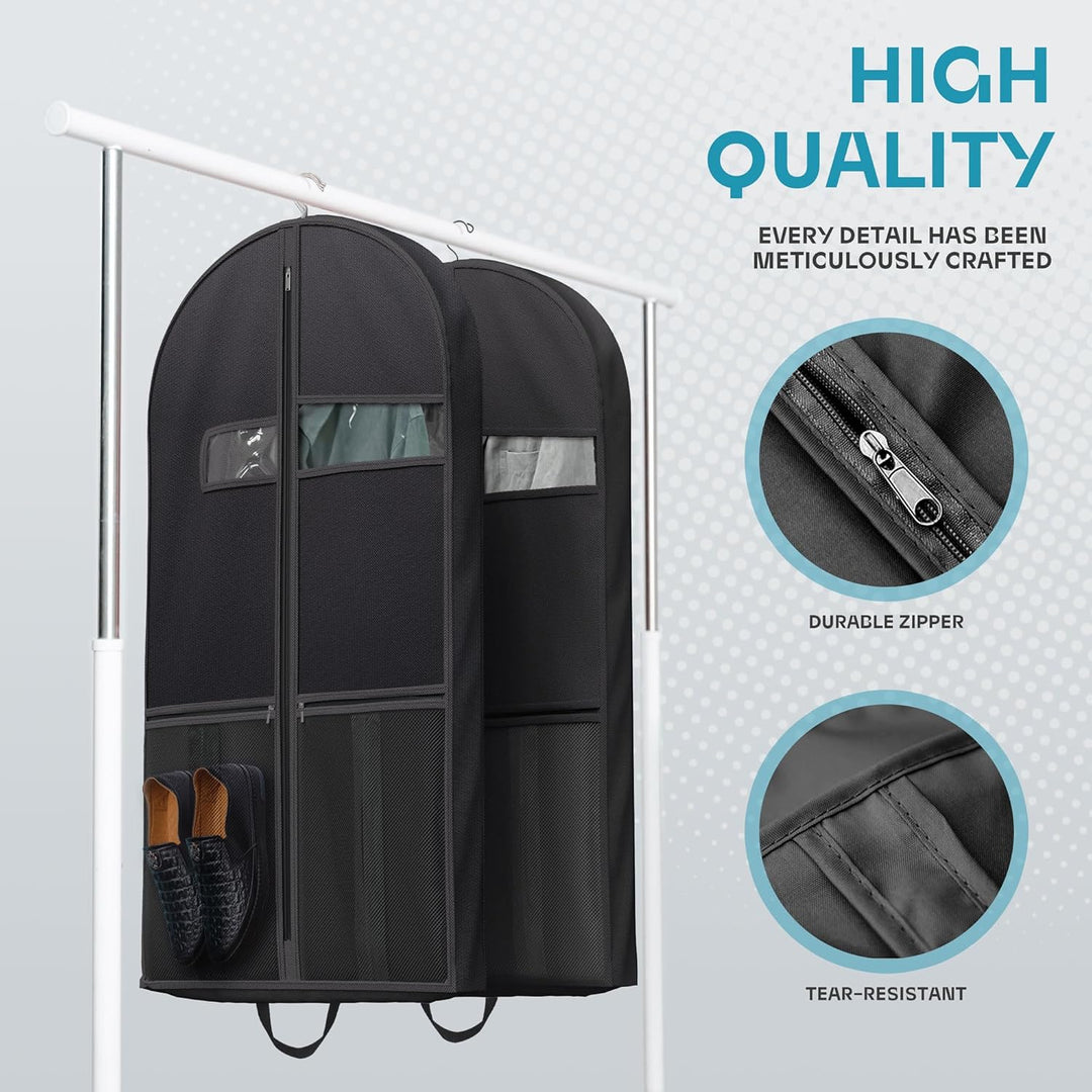 Heavy-Duty Travel Garment Bag with Clear Window & Accessory Pockets
