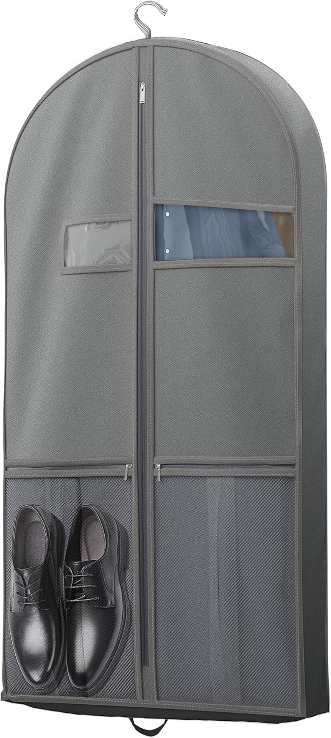 Heavy-Duty Travel Garment Bag with Clear Window & Accessory Pockets