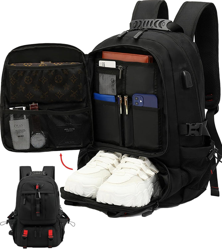 60L Waterproof Travel Laptop Backpack with USB and Shoe Compartment