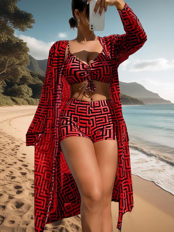 Trendy 3-piece swimsuit set – Leona-Red-S-Nora Luxe