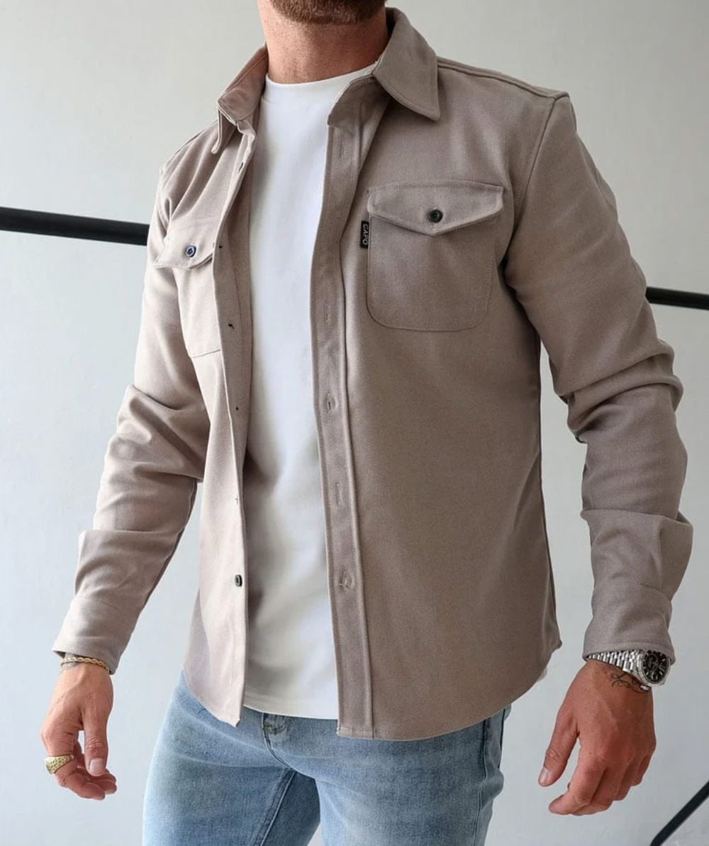 Trendy Autumn Shirt for Men - Rocco-Beige-S-Nora Luxe