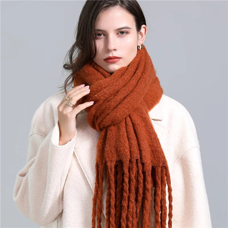 Trendy Checked Women's Scarf - Elira-Chestnut Brown-Nora Luxe