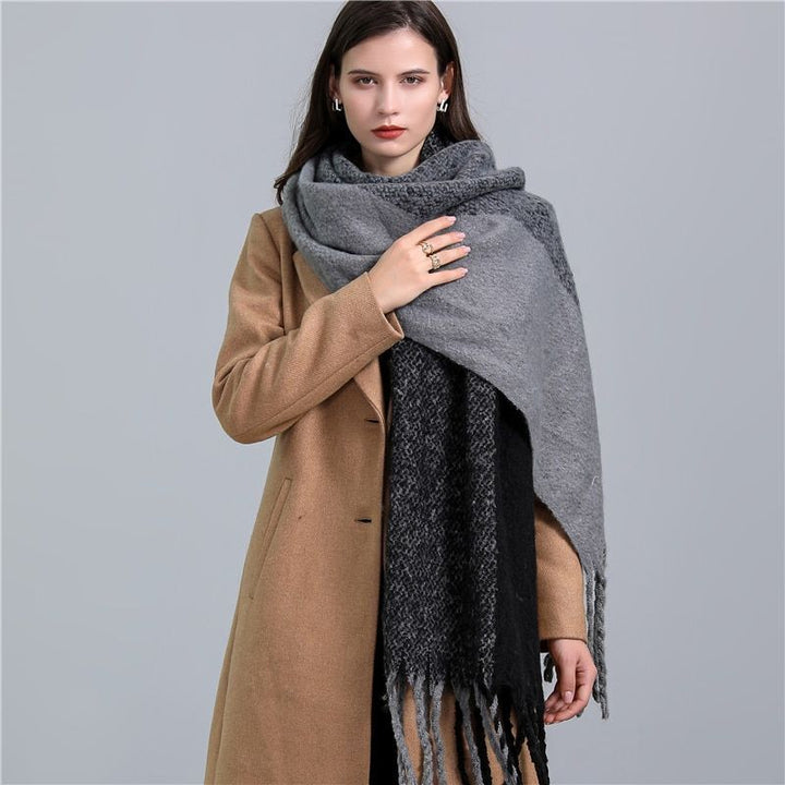 Trendy Checked Women's Scarf - Elira-Light Blue-Nora Luxe