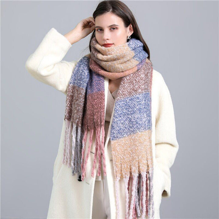 Trendy Checked Women's Scarf - Elira-Light Blue-Nora Luxe