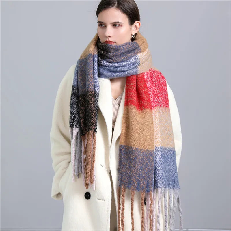 Trendy Checked Women's Scarf - Elira-Light Blue-Nora Luxe