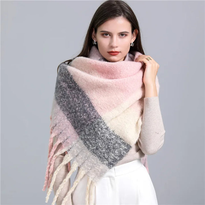 Trendy Checked Women's Scarf - Elira-Light Blue-Nora Luxe
