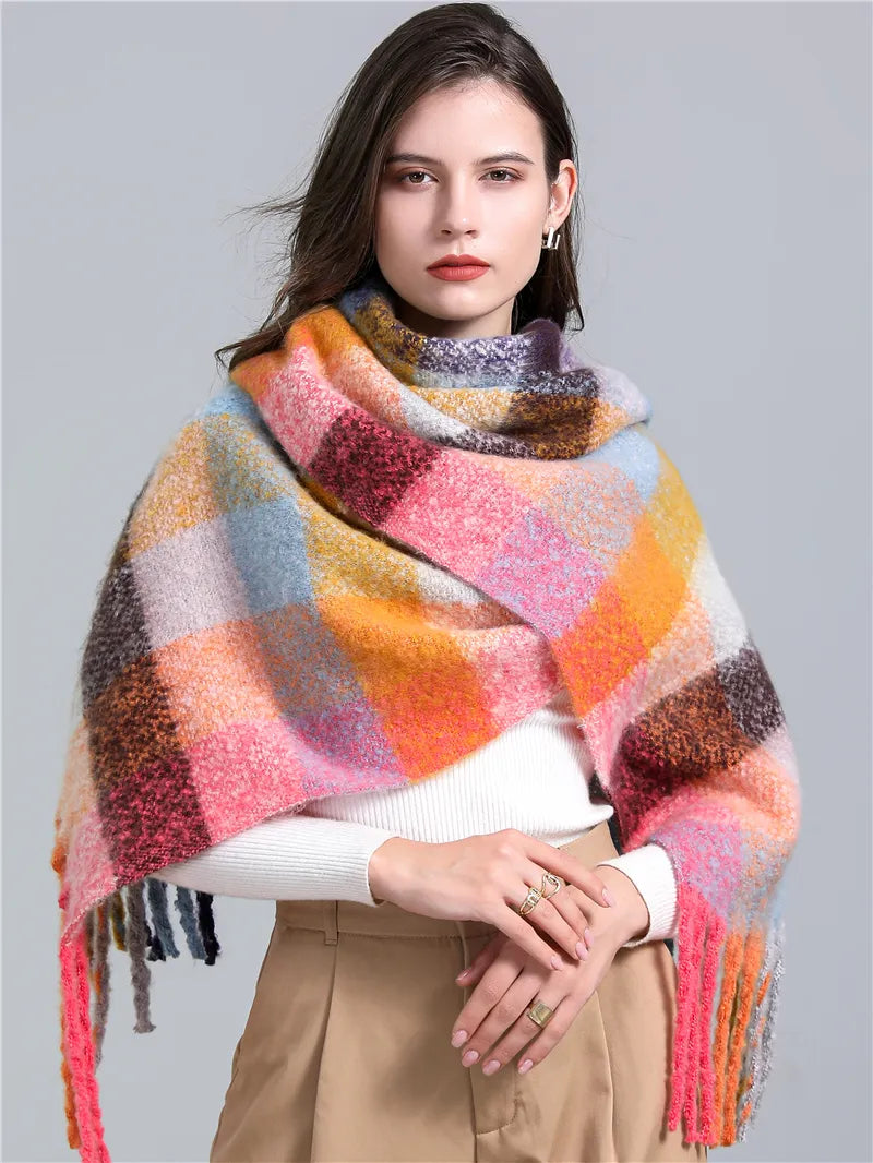 Trendy Checked Women's Scarf - Elira-Light Blue-Nora Luxe